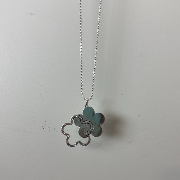 (5/$25‎ SALE ✅) LUCKY YOU Clover Rhinestone Pendant Chain Necklace Set Silver - Picture 6 of 7